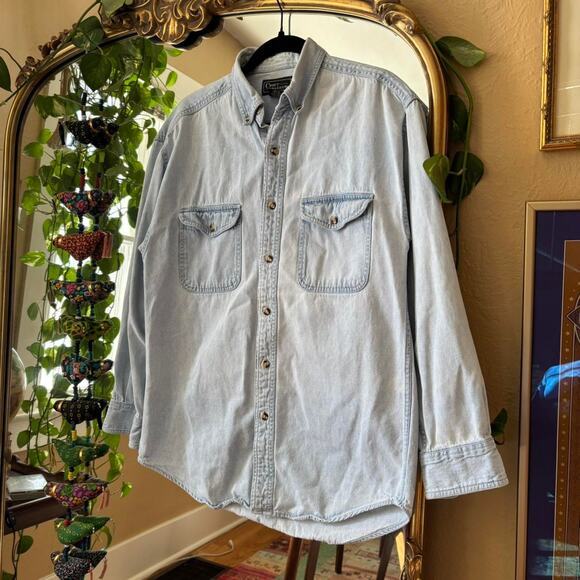 Vintage Croft & Barrow Light Wash Denim Button Down Small 1990s Y2K 2000s Mens - Picture 2 of 5